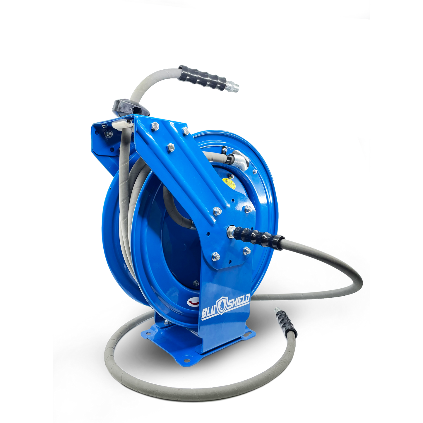 BluShield 3/8" Pressure Washer Hose Reel with 4100PSI Aramid Braided Non Marking Hose, Quick Connect Coupler, 6' Lead-in Hose, Dual Arm Heavy Duty
