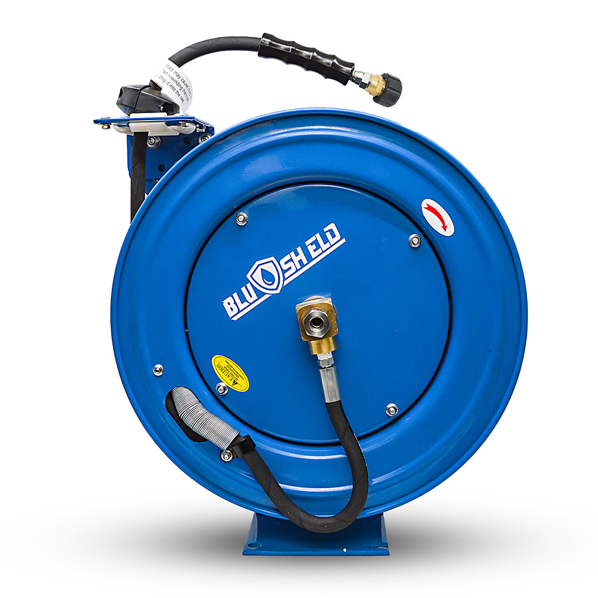 BluShield 1/4" Pressure Washer Retractable Hose Reel with M22, Polyester Braided Hose, 6' Lead-in Hose