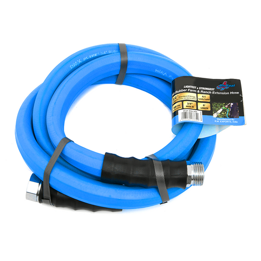 RMX BluSeal 5/8" x 6'  Lead-in Garden Hose with 3/4" GHT Fitting, 100% Rubber , 10 Yrs Warranty.